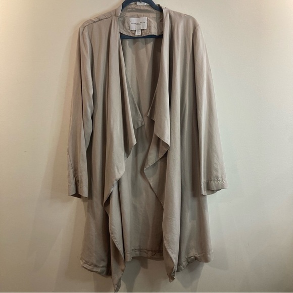 CAROLINA BELLE MONTREAL  Sz L Cascade Front Belted Unlined Blazer Jacket - Picture 2 of 6